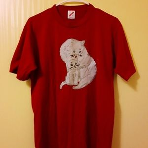 1980's-90's hand painted cat tee